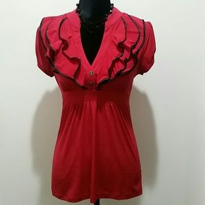 🛍 Short Sleeve Ruffle Blouse